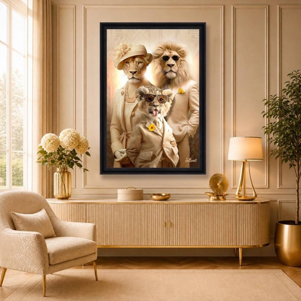 Cadre Sylvain Binet Portrait Lions