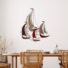 sculpture_bateaux_marron_bois_rouge_en_metal_06.558 Grande Déco Métal Voiliers Rouge