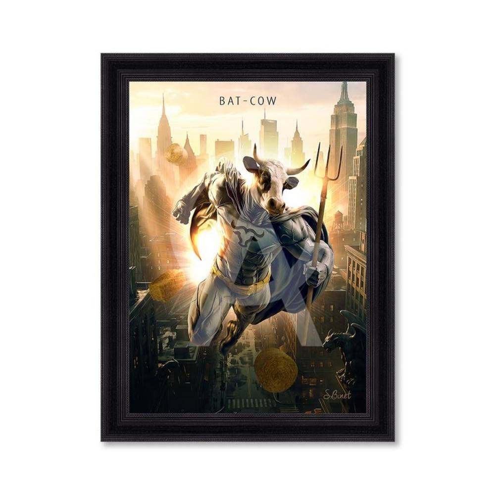 tableau_bat_cow_sylvain_binet_vache_super_heros_fourche_lyon Tableau Bat Cow Sylvain Binet
