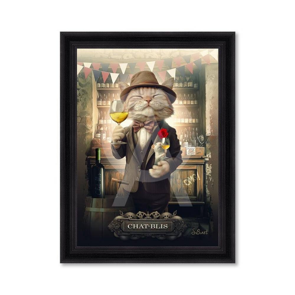 Tableau Chat-Blis Vin Blanc Sylvain Binet
