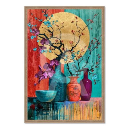 Cadre Fleurs Japonaises Colorées Orya