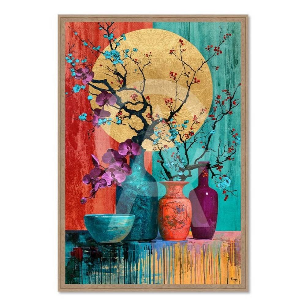 Cadre Fleurs Japonaises Colorées Orya