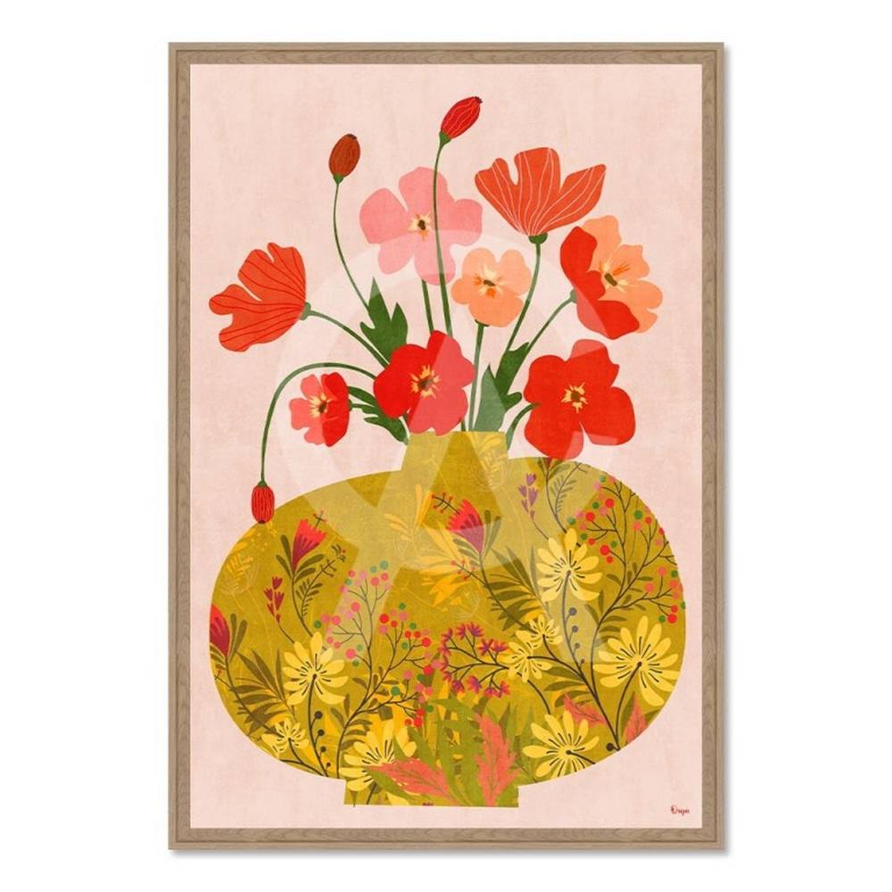 Cadre Déco Pot Fleurs Jaune Orya