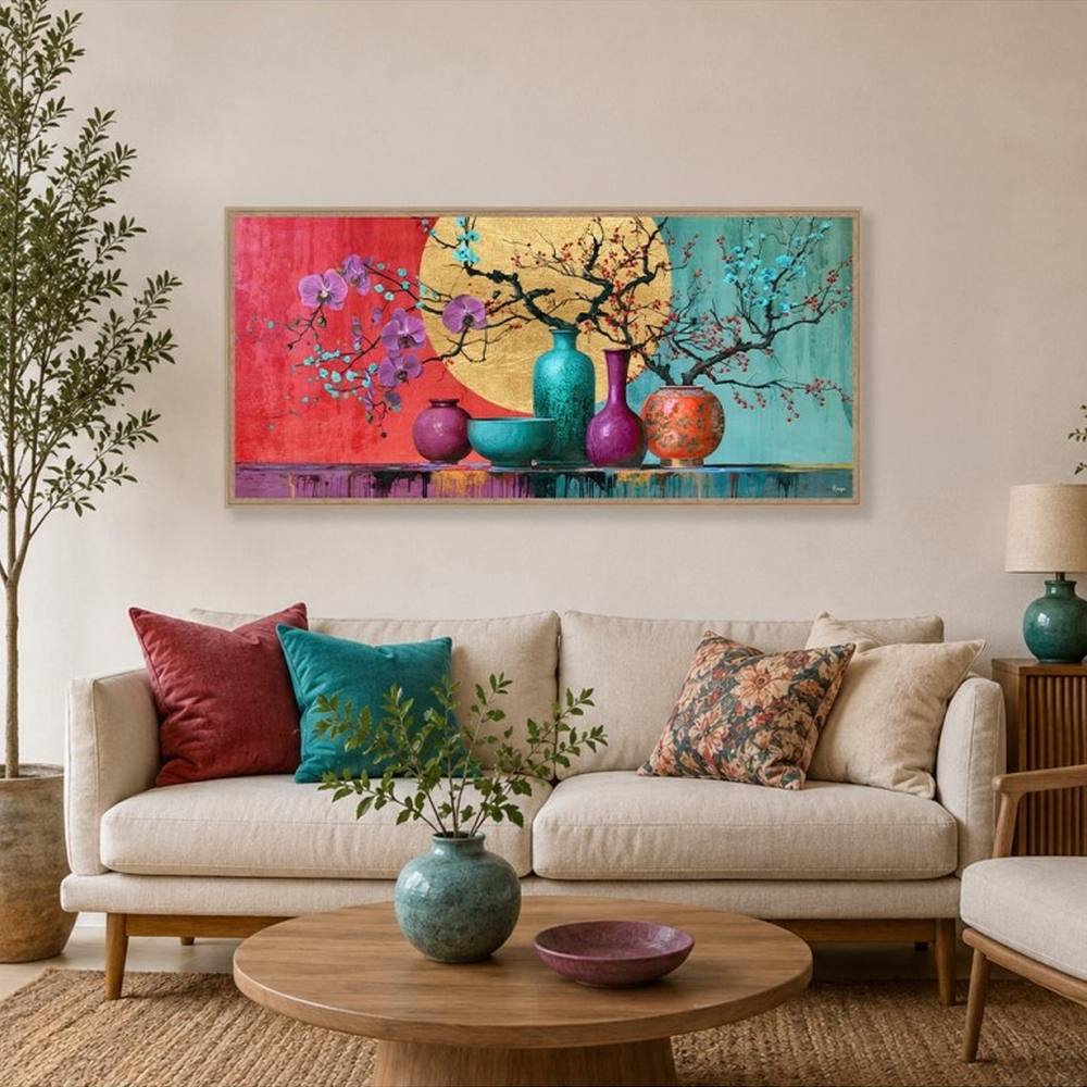 Déco Murale Vases Asiatiques Colorés