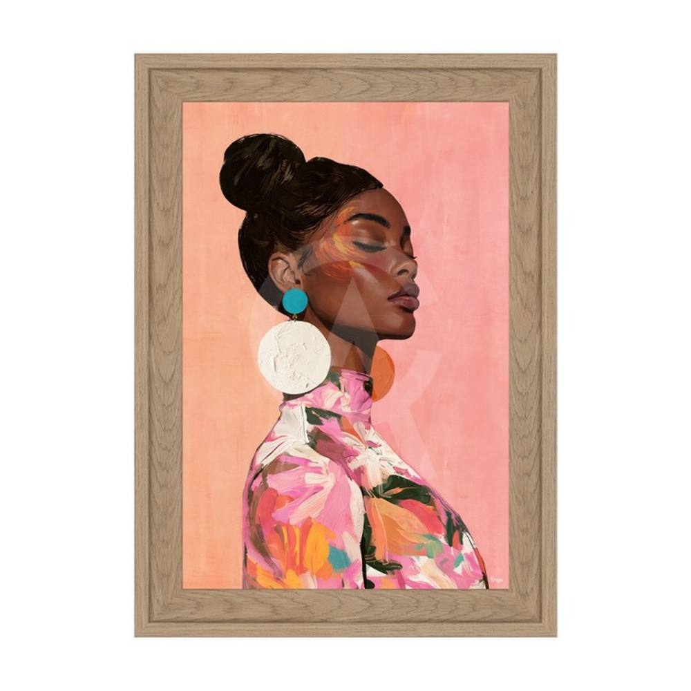 Petit Tableau Profil Femme Boucle Blanche