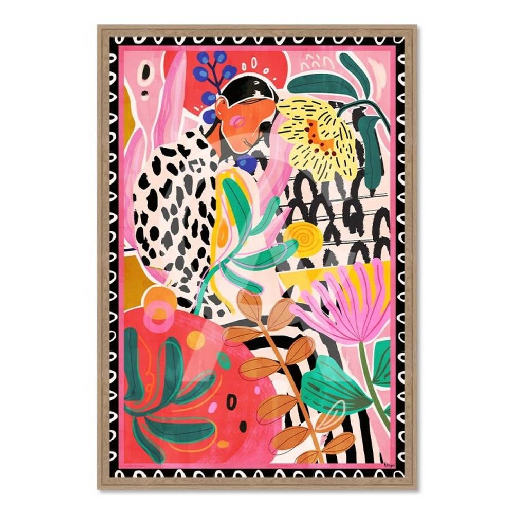 Tableau Abstrait Femme et Fleurs Orya