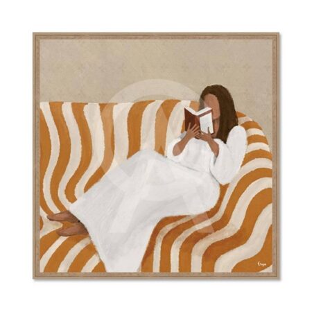 Tableau Carré Femme Canapé Rayures