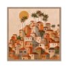 Tableau Carré Village Orange Ocre Orya
