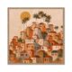 Tableau Carré Village Orange Ocre Orya