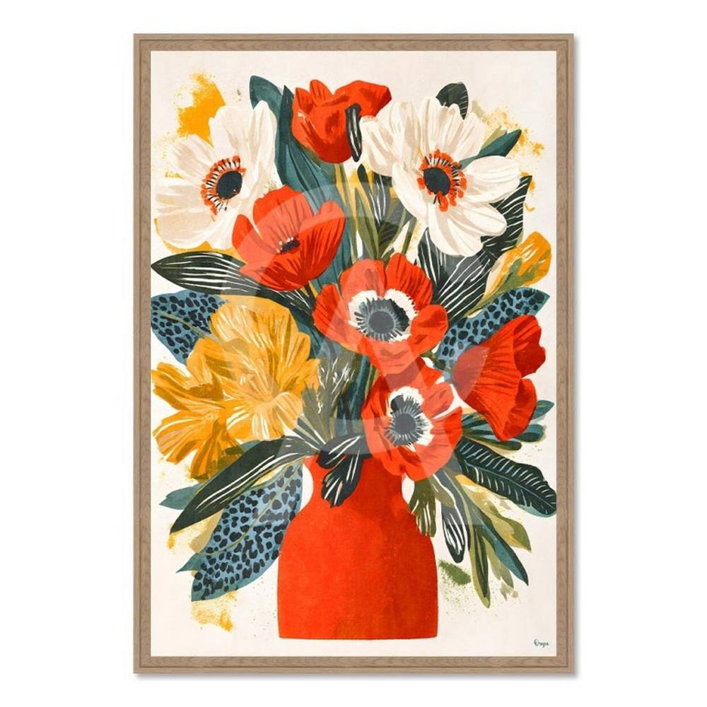 tableau_pot_de_fleurs_vase_rouge_orya_cadraven_limoges_joc_2614 Tableau Pot de Fleurs Coloré Orya