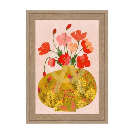 Tableau Vase Jaune Fleurs Orange Orya